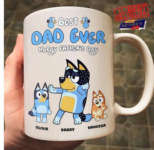 Personalized BlueyDad mug, best dad ever, BlueyDad mug, best dad ever mug, cool dad mug, fathers day gift from kid, Father's day, Gift for Daddy