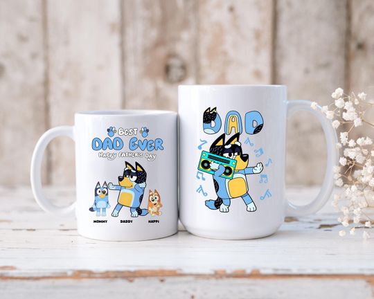 Personalized Cute Dad Coffee Mug, Perfect Gift for Father's Day Coffee Break, Personalized Dad Mug, BlueyDad coffee mug, BlueyDad mug