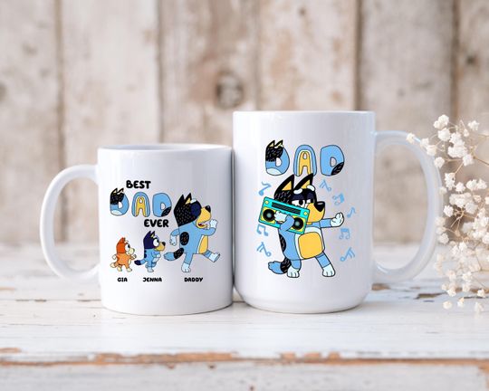 Personalized Cute Dad Coffee Mug, Perfect Gift for Father's Day Coffee Break, Personalized Dad Mug, BlueyDad coffee mug, BlueyDad mug