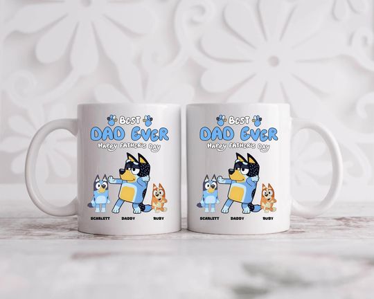 Personalized Cute Dad Coffee Mug, Perfect Gift for Father's Day Coffee Break, Personalized Dad Mug, BlueyDad coffee mug, BlueyDad mug