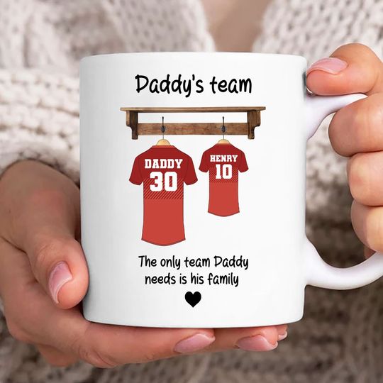 Personalized Daddy's Team Mug Wrap, Dad Football Team 11oz Mug Template, Dad 11oz Mug Png, Fathers Day Mug Sublimation Design, Dad Mug Wrap