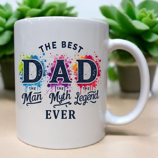 Discover Best Dad Ever, Father's Day Gift, Dad Gift, Father's Day Mug, Handprint Mug, Gift for Dad, Dad Birthday Gift, Father's Day Present