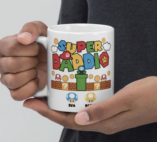 Super Daddio Fathers Day Mug, Daddy Gift, Daddy Mug, Gamer Dad, Personalised Gift, Super Mommio mug, mothers day mug, mothers day gift