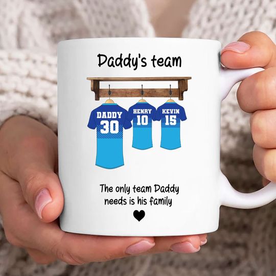 Custom Daddy's Team Mug Wrap, Dad Football Team 11oz Mug Template, Happy Fathers Day 11oz Mug , Father Coffee Mugs , Dad Mug Wrap