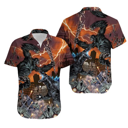 god zilla vs King Kong Universal Hawaiian Shirt, god zilla Gifts, King Kong Shirt