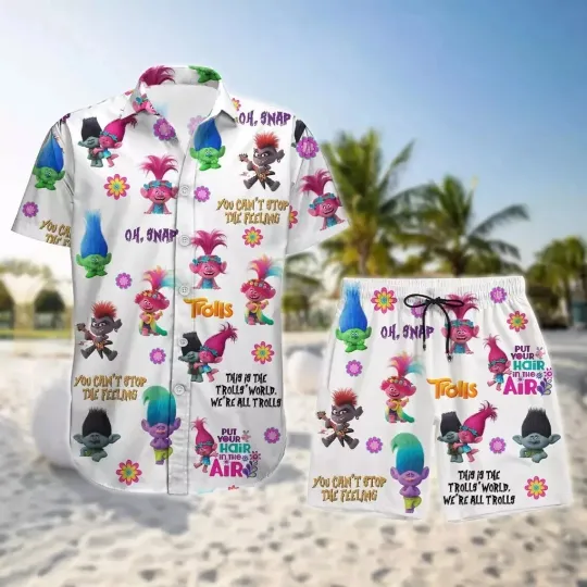 Trolls Poppy Hawaiian Button Down Shirt