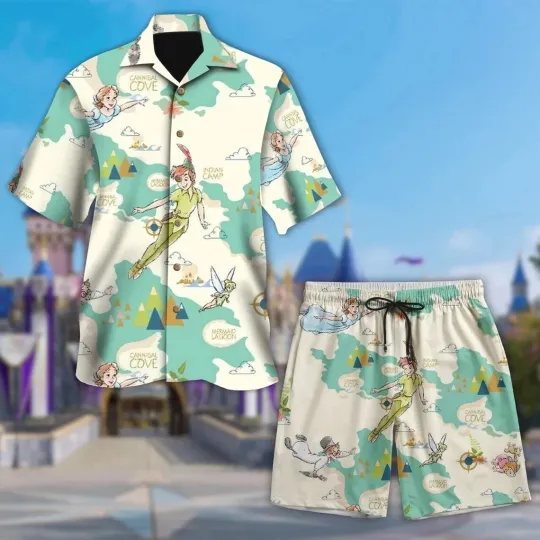 Peter Pan And Wendy Hawaiian Button Down Shirt
