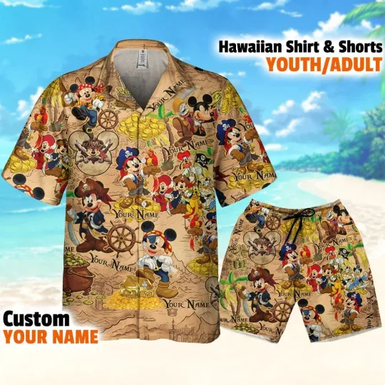 Personalized Disney Vintage Pirate Mickey Mouse Treasure Mickey Hawaii Shirt