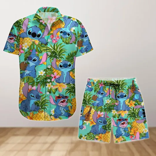 Stitch Button Shirt And  s Disney Stitch Hawaiian Shirt Lilo Stitch Tropical