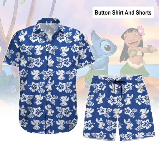 Disney Stitch Button Shirt and  s Lilo and Stitch Hawaiian Shirt Aloha Outfi