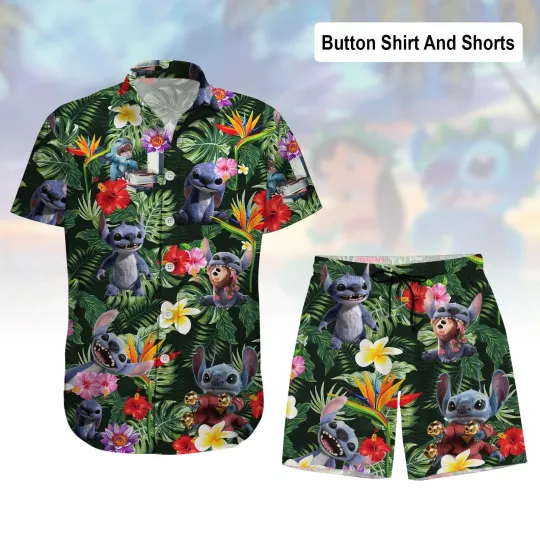 Disney Stitch Hawaiian Shirt And  s Tropical Cartoon Outfit Lilo And Stitch