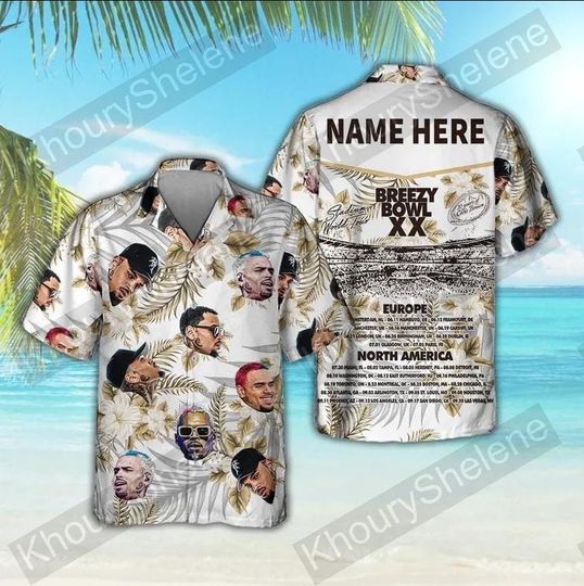 Chris Breezy Tour 2025 Hawaiian Shirt, Breezy Bowl XX Concert Merch, Tropical Vacation Shirt, Summer Music Fan Gift