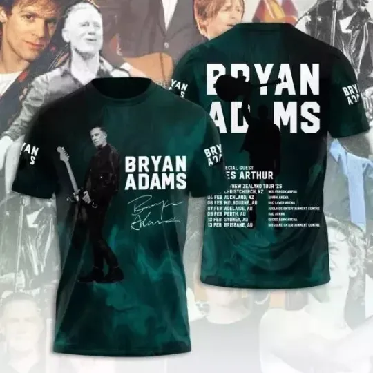 Discover Bryan Adams 3D T-Shirt All Sizes Tour 2025 Fans Merch
