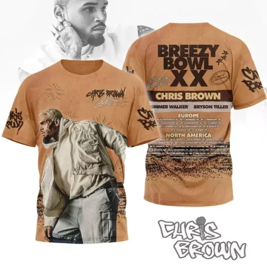 Chris Brown Tour 2025 3D T-Shirt