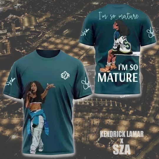 Discover Retro SZA I'm So Mature 3D Graphic T-Shirt, Signature 3D Graphic Tee, SZA Grand National Tour 2025 Graphic Tee for for R&B Fans