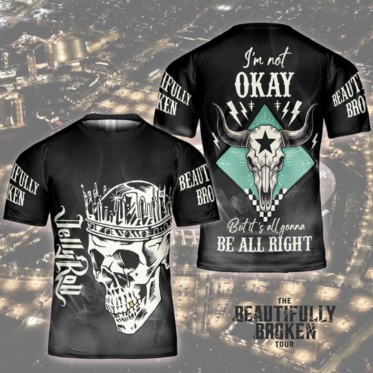 Retro Jelly Roll Tour 3D Shirt, The Beautifully Broken Tour 3D Graphic T-Shirt for Fans of Country Rock & Southern Rap