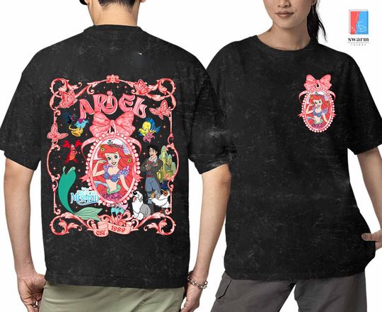 Discover Vintage Ariel Coquette Mineral Wash T-Shirt, The Little Mermaid Shirt