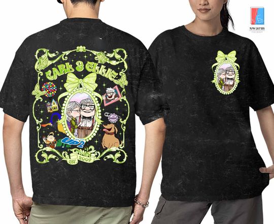 Vintage Disneyland Mineral Wash T-Shirts: Up Coquette Locket, Carl and Ellie Oversized, Pixar Up Movie, Family Vacation 2025