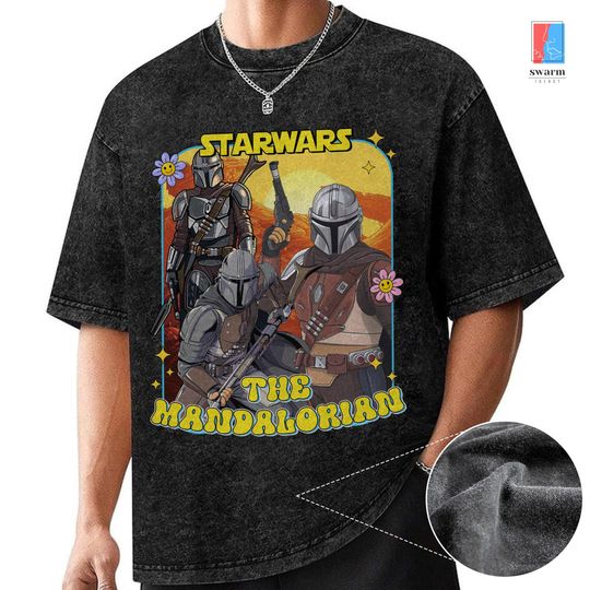 Discover Star Wars The Mandalorian Mineral Wash T-Shirt, Baby Yoda Dad Shirt, Family Matching