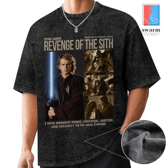Star Wars Revenge of the Sith Mineral Wash T-Shirt, Anakin Skywalker Darth Vader Tee