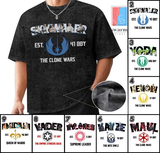 Starwars Characters Vintage Washed Shirt, Anakin Skywalker Darth Vader Shirt, Starwars Family Group Shirt, May The 4th Galaxy's Edge Shirt