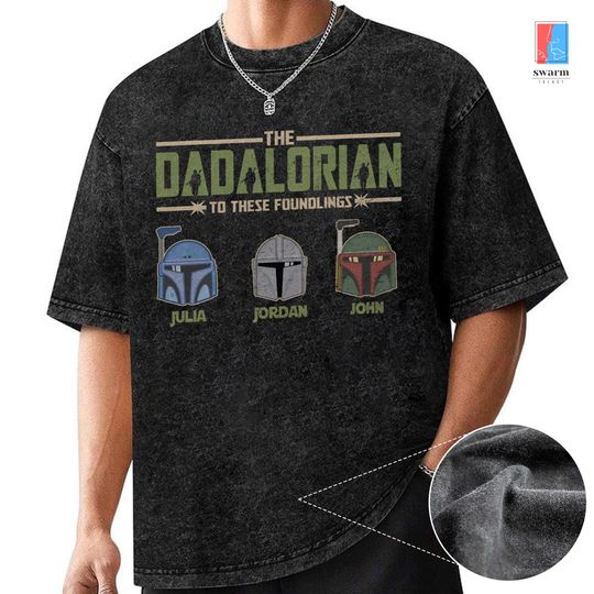 Starwars The Dadalorian Washed Shirt, Starwars Dad Oversized Wash Shirt, Fathers Day Shirt, Mandalorian Shirt, Dad and Son Shirt