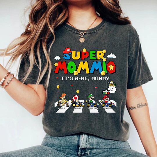 Custom Super Mommio Shirt, Personalized Mommio T-Shirt, Mother's Day Gift Tshirt, Custom Kids Name Mom Shirt, Gift for Mom