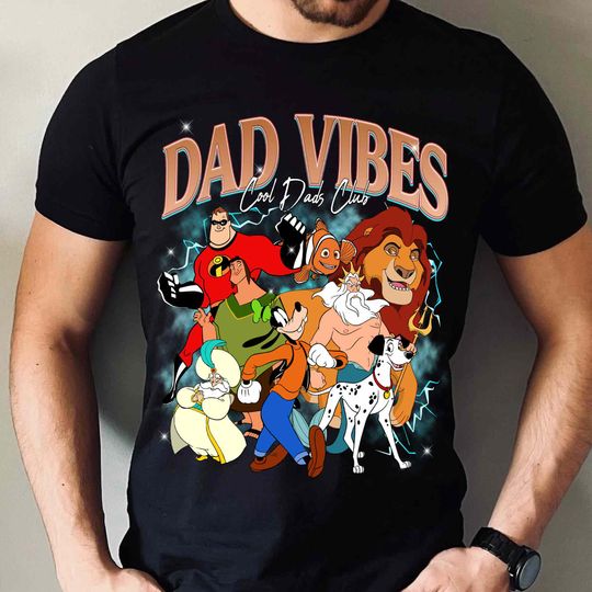Disney Mufasa Goofy Triton Dad Vibes t-shirt, Retro Cool Dads Club Tee, Maurice Pongo Marlin Shirt, Fathers Day Gift, Disneyland Trip Tee
