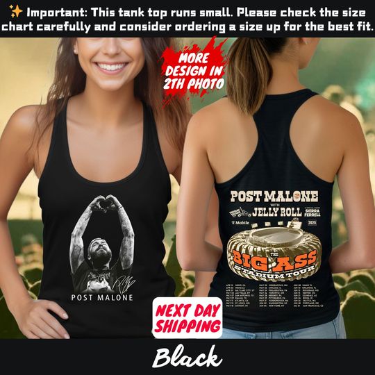 Vintage Post Malone Double Sided Tank Top, Kids, 2025 Tour