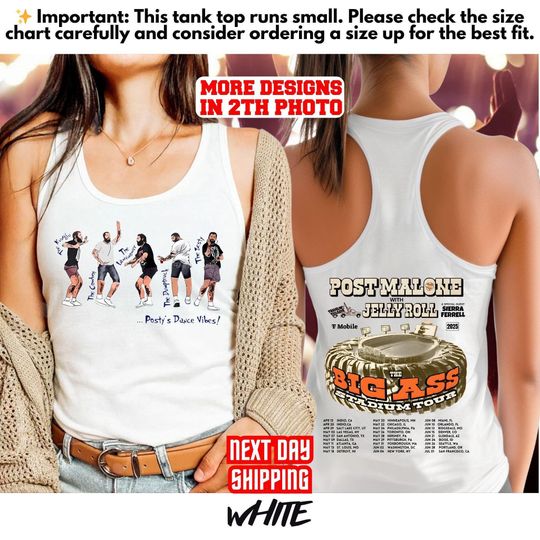 Vintage Post Malone Double Sided Tank Top, Posty 2025 Tour