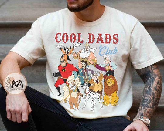 Disney Cools Dad Clubs Funny  T-shirt, Best Dad Ever Shirt, Father's Day 2025 Gift, Goofy Mufasa King Triton, Daddy Son Gift, Family Trip