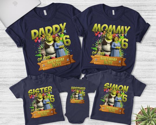 Personalized Green Ogre Themed Animated Birthday Shirt, Shrek Family Birthday Shirt, Birthday Matching Party Outfit