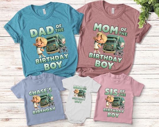 Personalized Trash Truck Birthday Shirt, Trash Truck Custom, Trash Truck Family Shirt, Trash Truck Family Birthday Gift