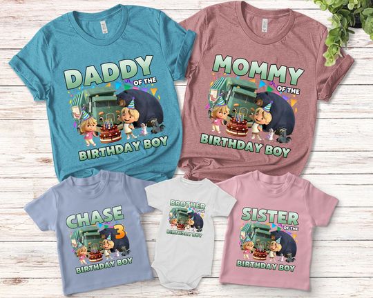 Personalized Trash Truck Birthday Shirt, Trash Truck Family Matching Shirt, Custom Trash Truck Bday Shirt