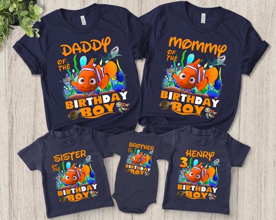 Personalized Shirt, Finding Nemo Birthday Shirt, 1st Birthday Shirt, Finding Nemo Family Matching Shirts, Family Matching Shirt