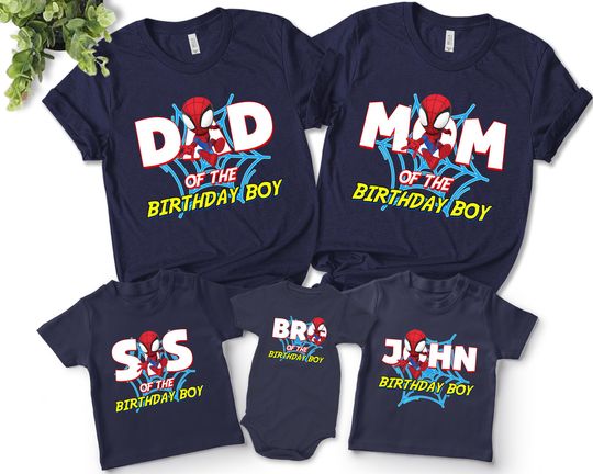 Personalized Spidey Birthday Shirt, Spidey and His Amazing Friends Shirt,Spider Superhero Birthday Boy Shirt,Family Party Theme Shirt