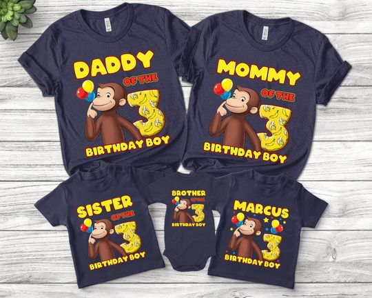 Curious George Birthday Shirt/Family Birthday Matching Shirt/Curious George Birthday Party Shirt/Custom Birthday Matching Shirt