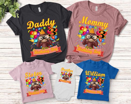 Personalized Curious George Birthday Shirt, Custom Name and Age, Customized Curious George Shirts, Family Monkey Curious George Tee
