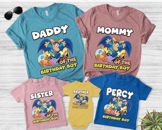 Custom Dog Man and Cat Birthday Shirt, Raglan style Family matching Party shirts, Cat Birthday Family Shirt