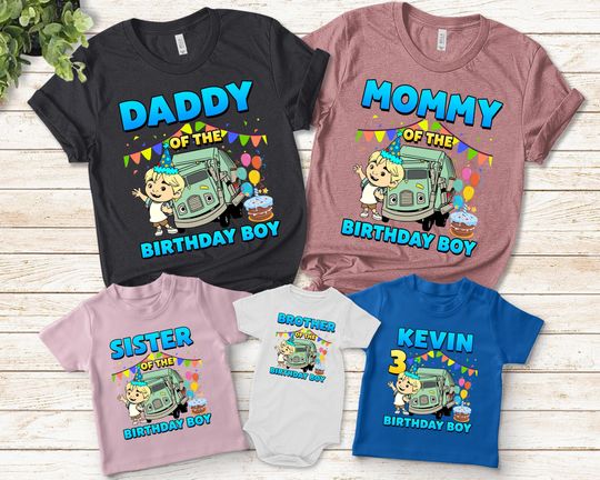 Personalized Trash Truck Birthday Shirt, Trash Truck Custom Shirt Trash Truck Family Shirt Trash Truck Family Birthday Gift