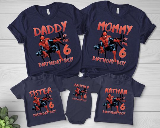 Spider Man Birthday shirts, Personalized Family Matching Spiderman Birthday Shirt, Birthday Boy Spiderman Tee, Spiderman Theme