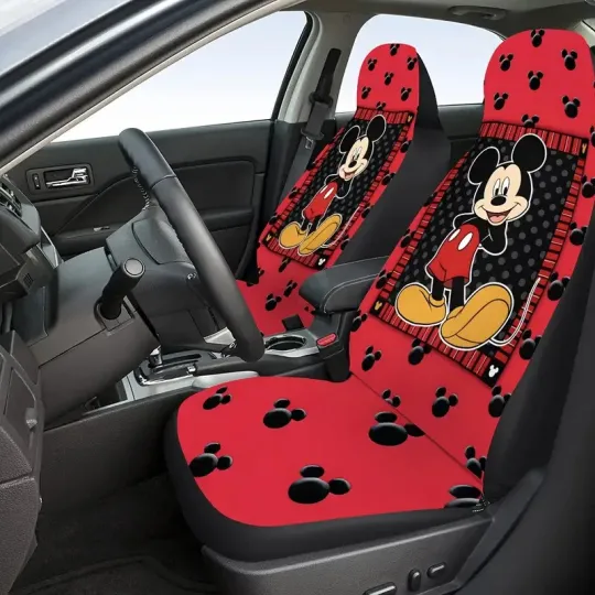 Discover Never Too Old For Mickey Mouse Father's Day Gift Black & Red Car Seat Covers