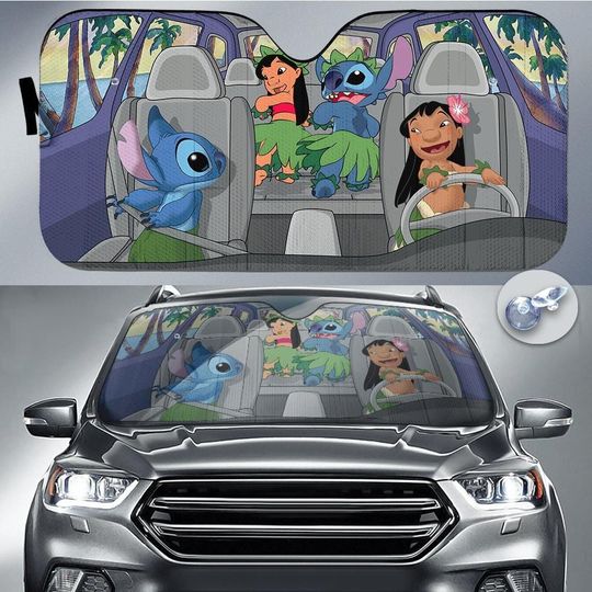 Lilo And Stitch Car Sunshade, Disney Stitch Car Sun Shade, Cute Stitch Car Decoration, Stitch Friends Sunshade,Movie Sun Shade For Car