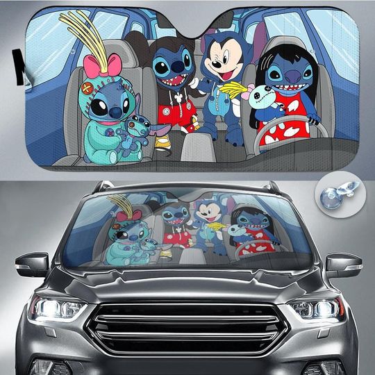 Stitch And Mickey Car Sun Shade, Lilo Stitch SunShade, Stitch Movie Car Shade, Stitch And Friend Car Windshield, Disney Car Sunshade