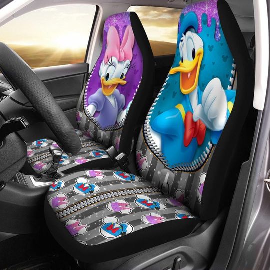 Disney Donald Duck Seat Covers, Daisy Duck Car Seat Cover, Disney Couple Seat Protector, Disneyland Car Seat Cover, Couple Gifts