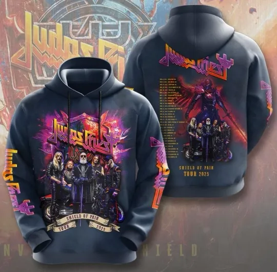 Tour 2025 SHEILD OF PAIN Shirt Judas Priest Band 3D Hoodie