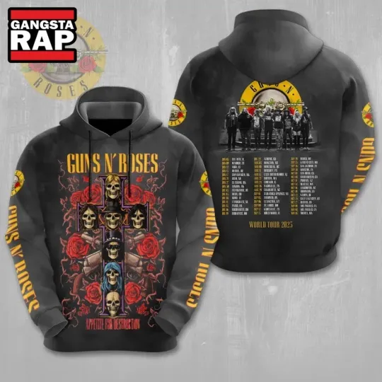 Gns N Roses World Tour 2025 Schedule Hoodie 3D