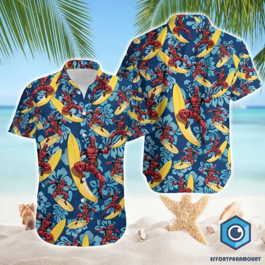 Deadpool Button Up Hawaiian Shirt, Deadpool Family Vacation Shirts