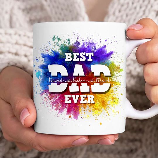 Best Dad Ever Mug Wrap, Dad 11oz Mug Template, Dad 11oz Mug  , Fathers Day Mug Sublimation Design, Custom Kids Names Dad Mug Wrap