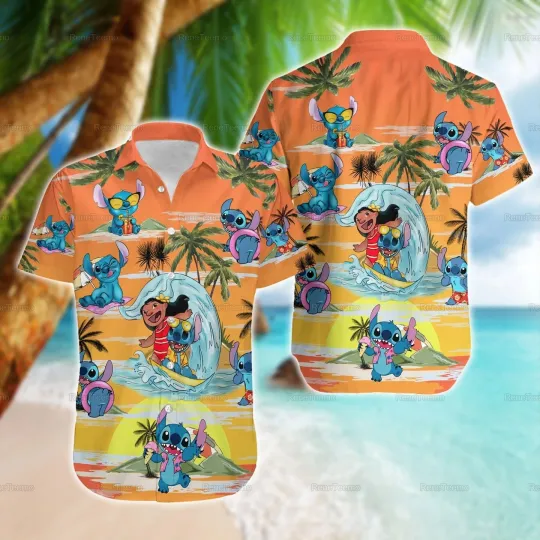 Stitch Hawaiian Shirt, Lilo And Stitch Hawaiian Shirt, Stitch Beach Shirt